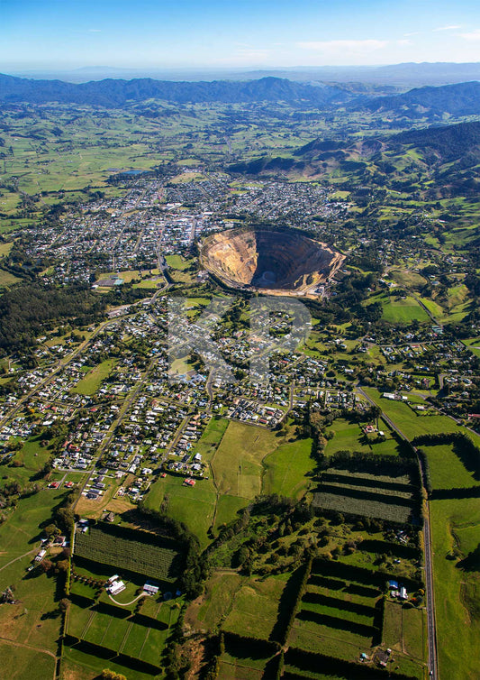 A view of Waihi from the air