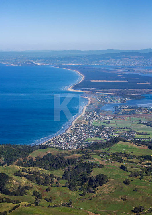 A view of Waihi Beach from the air