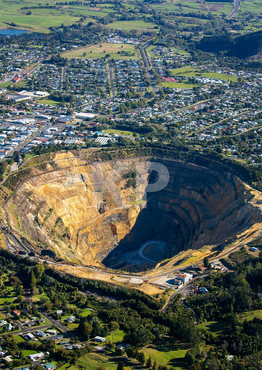 The mining hole at Waihi viewed from the air
