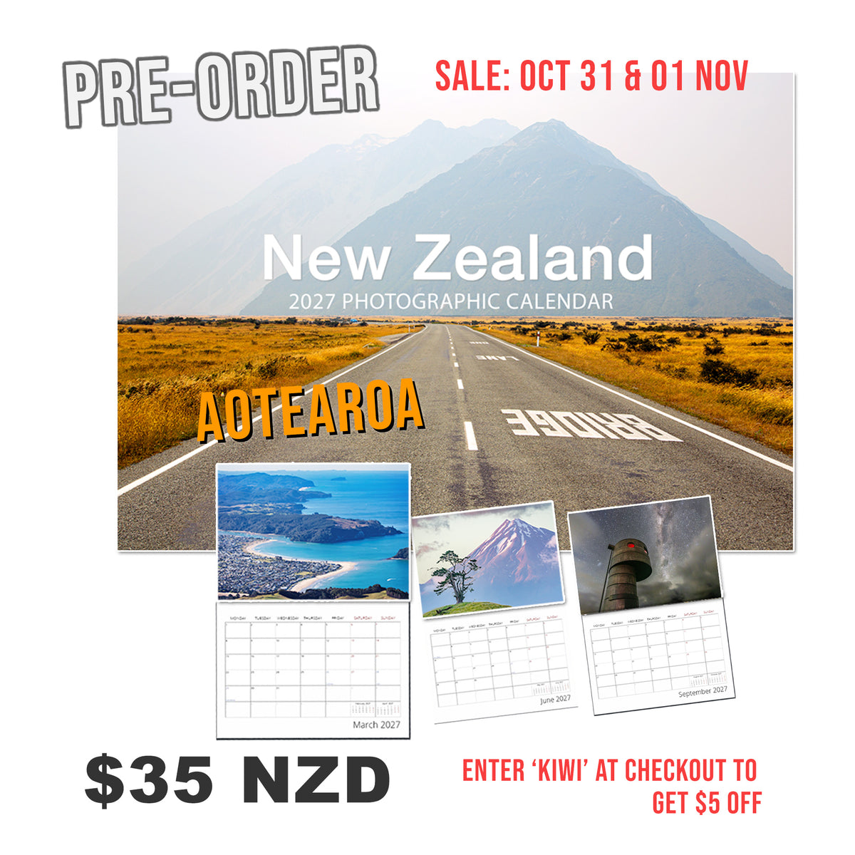 2027 New Zealand Calendar (A4)